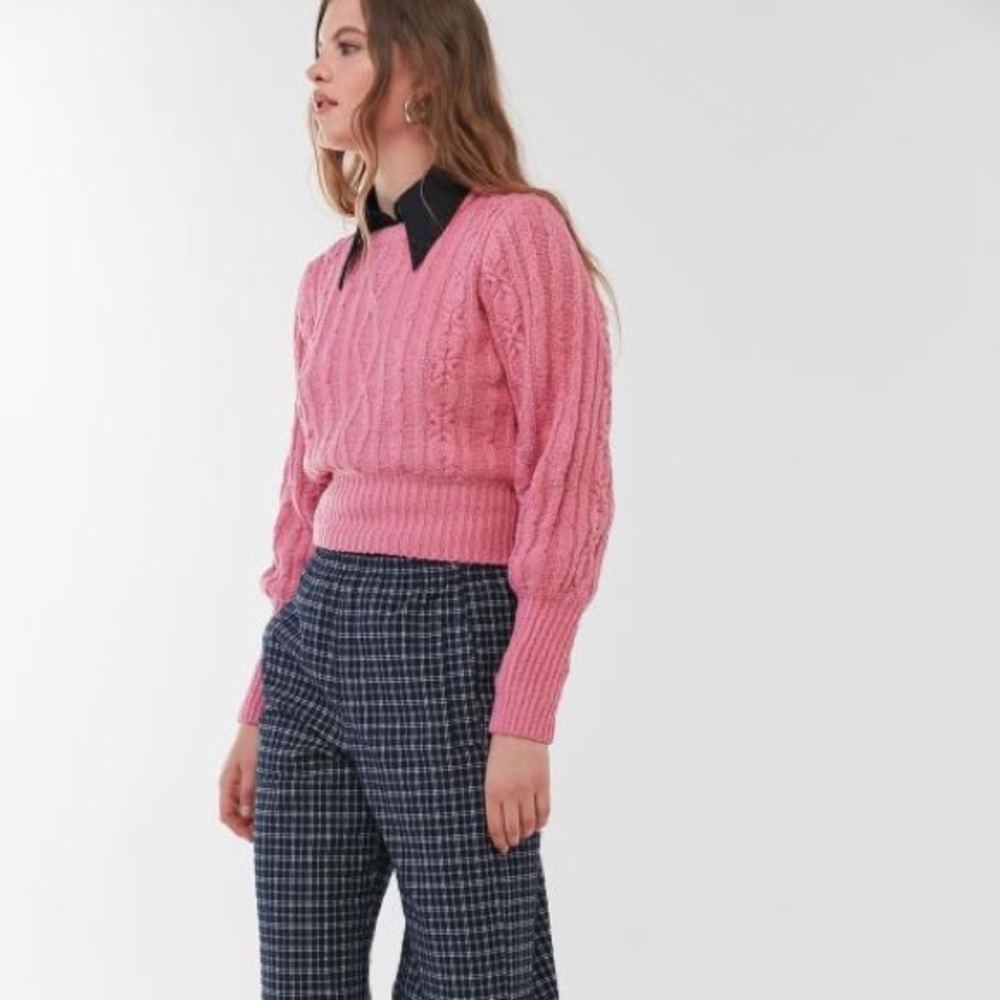 Urban Outfitters Pink Chloe Cable Knit Sweater